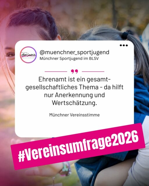 Wertschätzung fürs Ehrenamt
Unsere Vereinsumfrage zeigt: Viele Engagierte fühlen sich stark belastet – und wünschen sich mehr strukturelle Unterstützung und sichtbare Wertschätzung.
Ohne Ehrenamt kein Sport. Und ohne gute Rahmenbedingungen kein Ehrenamt.
Deshalb fordern wir zur Kommunalwahl 2026:
👉 einen Jugend-Ehrenamtsfonds
👉 eine starke Anerkennungskultur
👉 klare politische Unterstützung für junges Engagement
Alle Forderungen im Überblick: msj.de/kommunalwahl
#Ehrenamt #JungesEngagement #Kommunalwahl2026 #msjbewegt