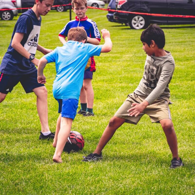 boy's playing soccer